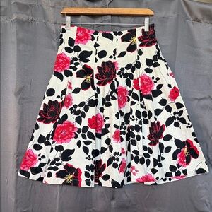 JKLA Floral PLEATED FULL Skirt - Black, White, and Pink